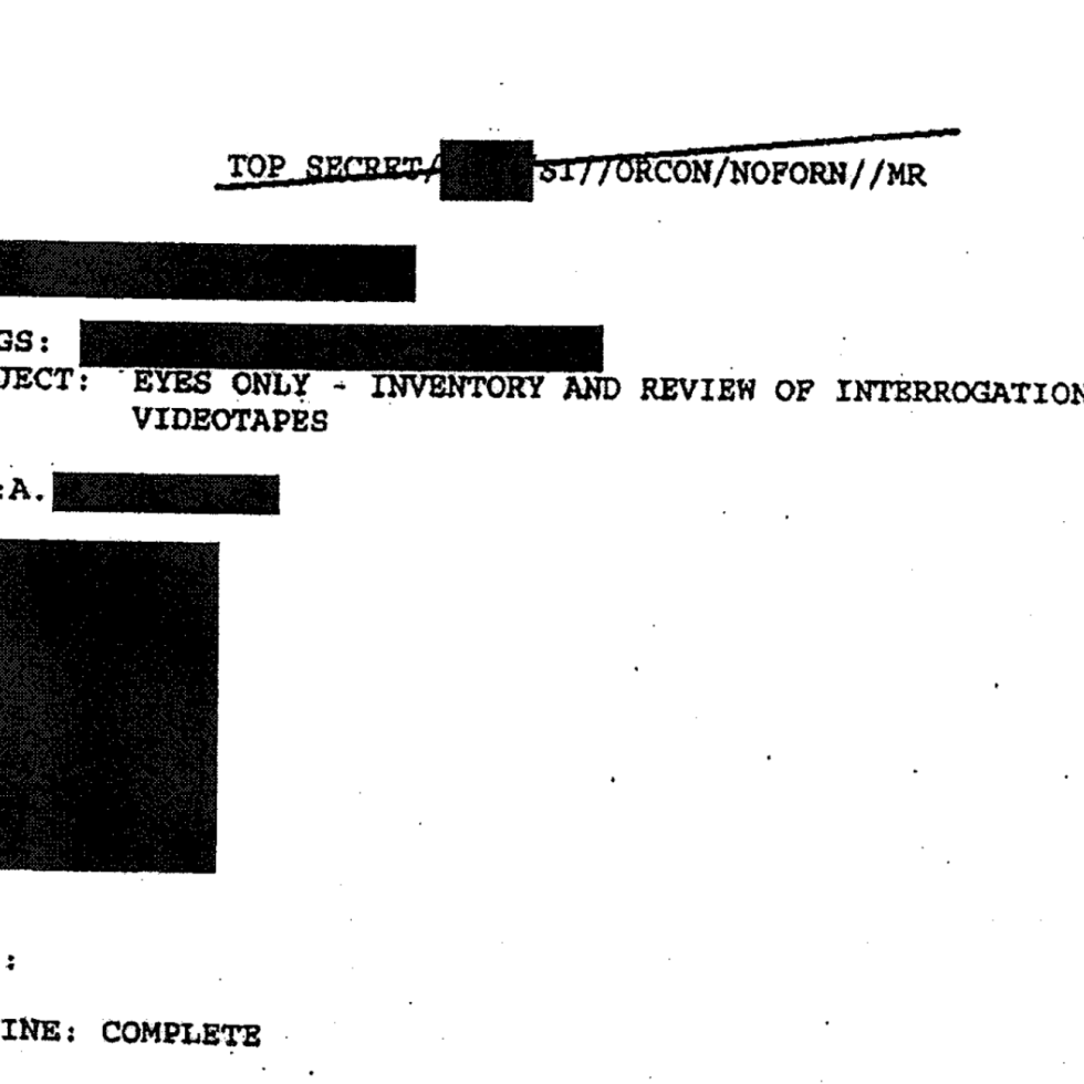 Undated CIA inventory of interrogation tapes, obtained by the American Civil Liberties Union as part of a Freedom of Information Act lawsuit in 2011. (Screenshot)